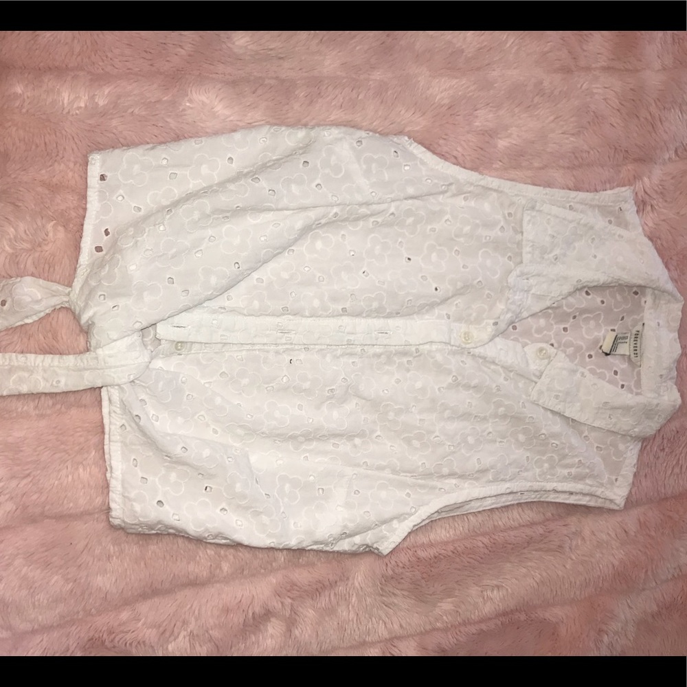 Button down lace shirt with tie